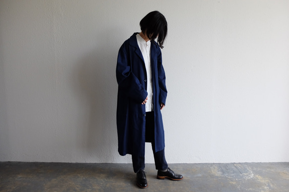 【再入荷】木間服装製作 / coat 帆布 ネイビー / unisex 1size 2枚目の画像