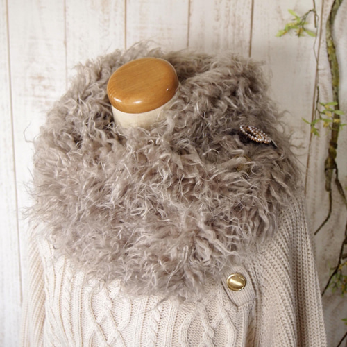 チベット ラム ファー マフラー 希少カラー！チベットラムリアルファー