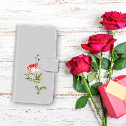 5カラー♪『一輪のバラ』iPhone/android 多機種対応 スマホケース 手帳