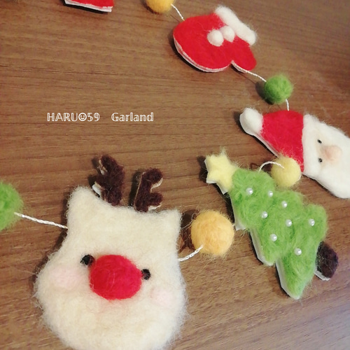 羊毛フェルト 冬 リース バースデーガーランド 季節 飾り 知育玩具