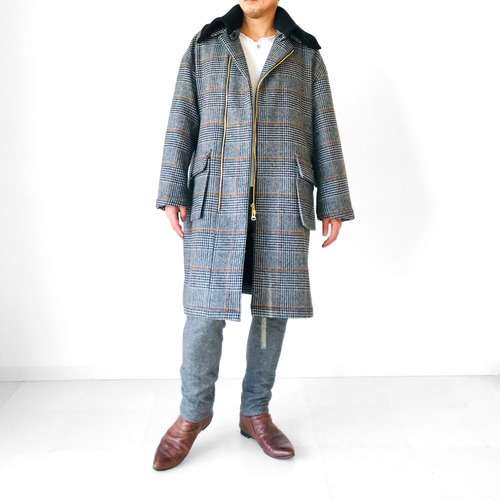 メンズ【men's】 イタリアPRATO産ウール素材 グレンチェック二重織