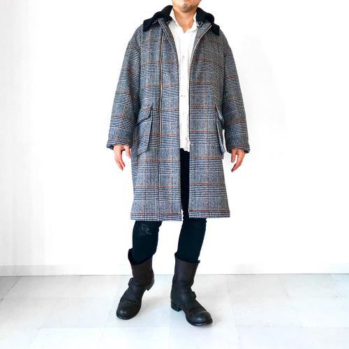 メンズ【men's】 イタリアPRATO産ウール素材 グレンチェック二重織