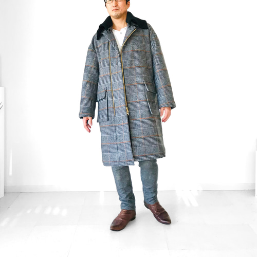 美品 BOB イタリア製 コート グレンチェック 48 人気 高級感 メンズ メンズ【men's】 イタリアPRATO産ウール素材 グレンチェック二重織