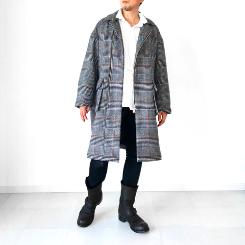 メンズ【men's】 イタリアPRATO産ウール素材 グレンチェック二重織