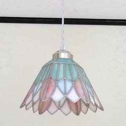 ブルーのストライプ・五面（ステンドグラスペンダントライト）吊り下げ