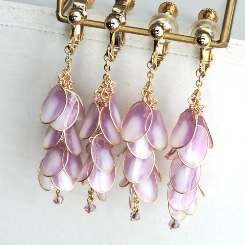 藤の花ピアス．イヤリング Wisteria flowers ピアス（フック・チェーン