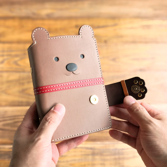 熊さんのシステム手帳＊ダイアリー＊６穴 バインダー (ミニ or バイブル or Ａ５) or ＜制作 5cm 耳を含む長さ ミニ バイブル 向かって右 向かって左