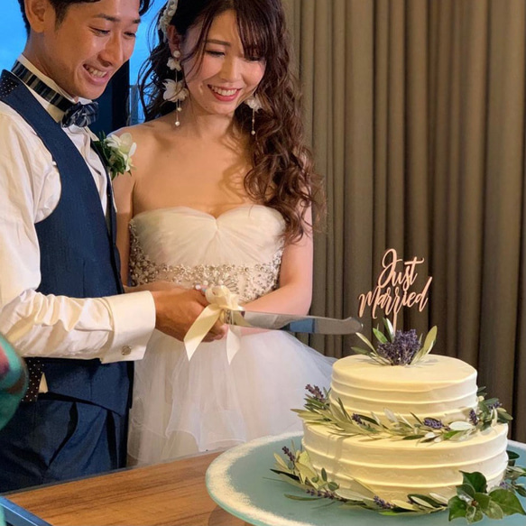 木製 ●送料込● ケーキトッパー  Just Married ［R］ ウェディング　結婚式　wedding ウエディング 13枚目の画像