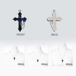 青薔薇と十字架のゴシックネックレス 4枚目の画像