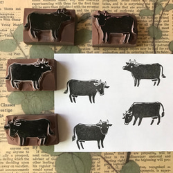 牛モチーフはんこ４個セット（※受注製作） 1枚目の画像