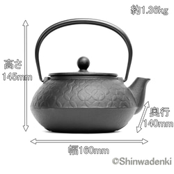 岩鑄 南部鐵器 鐵瓶 鐵壺兩用茶壺 5型景泰藍 0.65L 日本製 第14張的照片