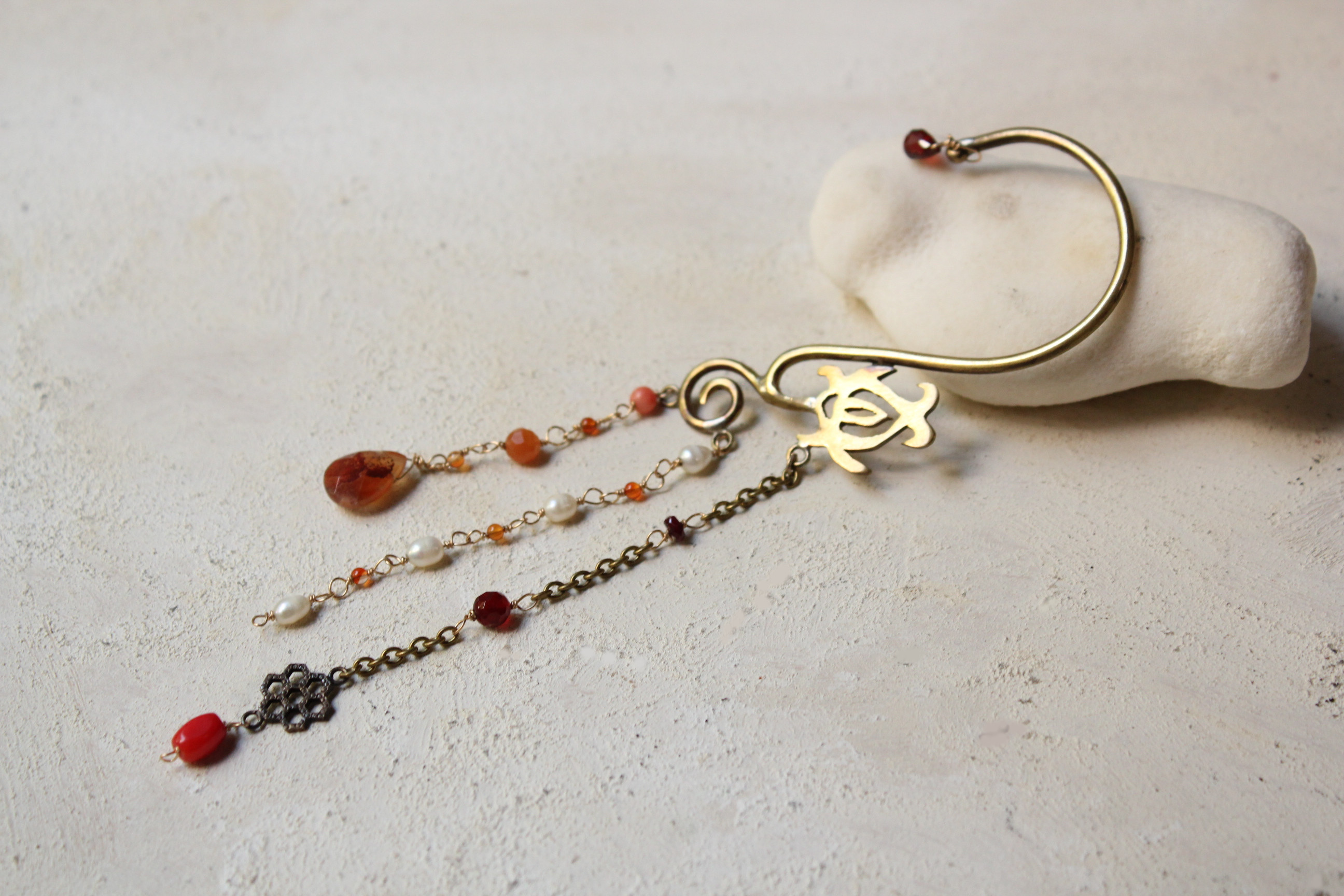 SALE 真鍮のお花イヤーフック azur