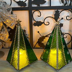 ♢ガラスのクリスマスツリー♢グリーンS♢ステンドグラス クリスマス