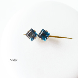 14kgf〉バイカラーサファイアのピアス（ブルー＆ホワイト） ピアス