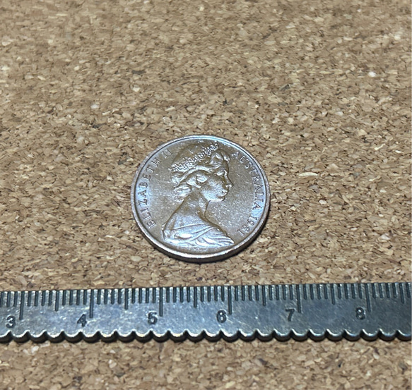 伸縮『オーストラリアコイン（エリマキトカゲ）1981年』ペンダント　マクラメ　ウッドビーズ 6枚目の画像