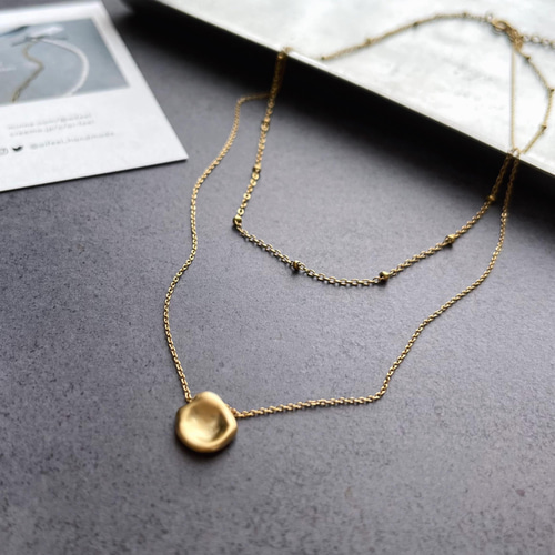 レイヤードビーンズネックレス/サージカルステンレス316/金属  