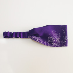 着物リメイク　ヘアバンド　青紫　菊の花 1枚目の画像