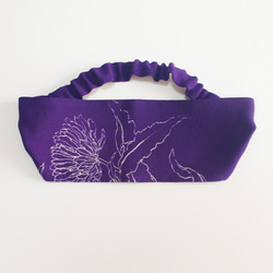 着物リメイク　ヘアバンド　青紫　菊の花 2枚目の画像
