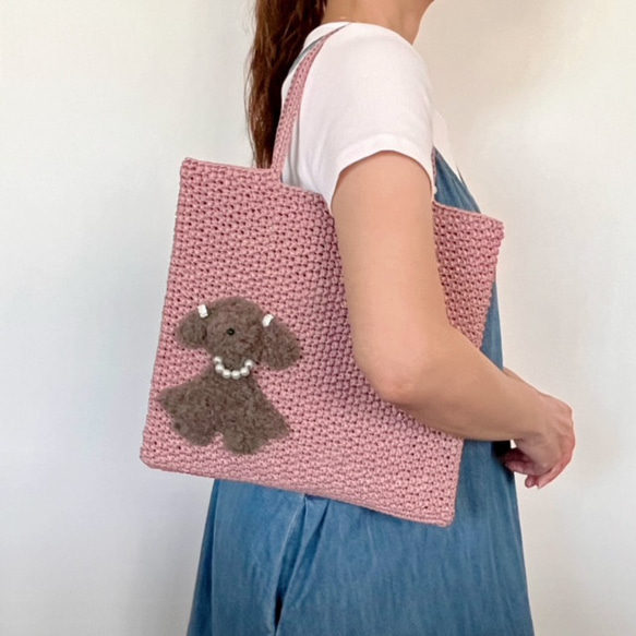 ＝受注製作商品＝　キラキラトートバッグ『Ｓｈａｎｔｉ』トイプードル　ブラウン 9枚目の画像