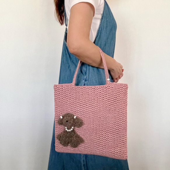 ＝受注製作商品＝　キラキラトートバッグ『Ｓｈａｎｔｉ』トイプードル　ブラウン 10枚目の画像