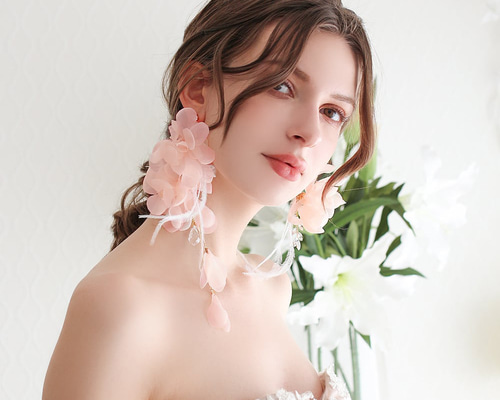 ぐみ様　ゼクシィ掲載 flua butterfly flower ピアス ゼクシィ掲載＊2WAY＊キュービックジルコニア バタフライ