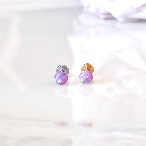 オパールストーン オーロラパープル ラブレット ボディピアス 16G 軟骨