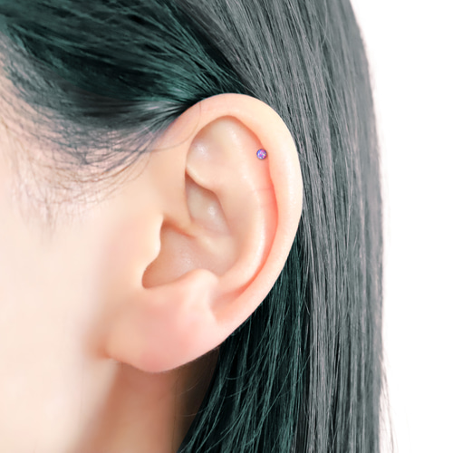 オパールストーン オーロラパープル ラブレット ボディピアス 16G 軟骨