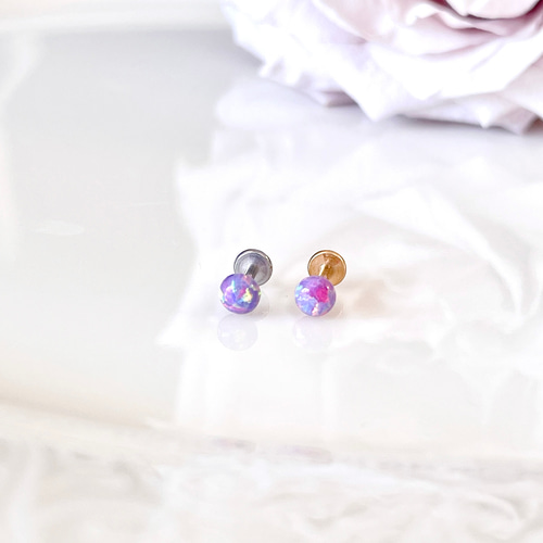 オパールストーン オーロラパープル ラブレット ボディピアス 16G 軟骨