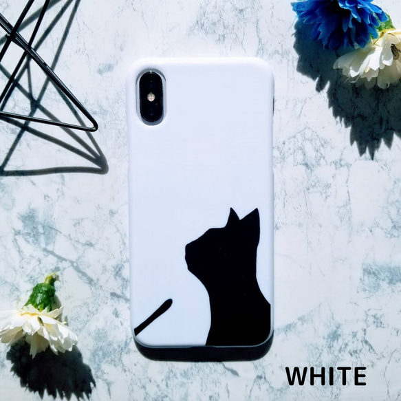 【SALE】黒と白と猫の横顔ケース★軽くて丈夫なハードケース★【iPhone・android】 2枚目の画像