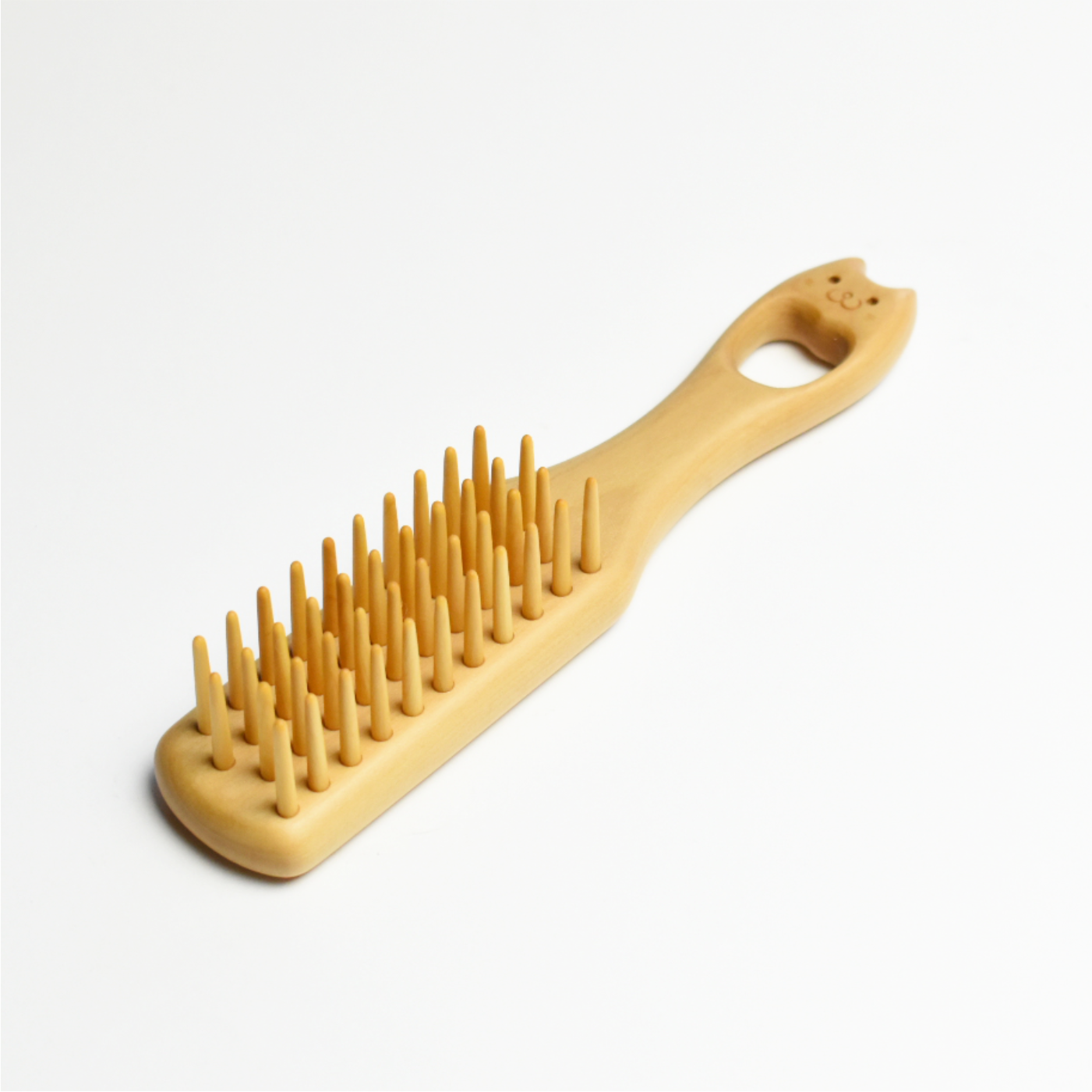 別府つげ工芸　5列　猫　まる目　ヘアブラシ　つげブラシ　つげ櫛　つげの櫛 202411b5m11.jpg