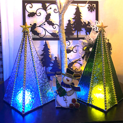 ステンドグラス ツリーランプ♡（シルバー仕上げ） 9dfcb25fb1d4a37acfca73fdec7b98