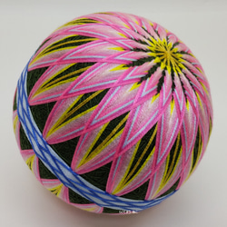 手鞠“菊花”綠桃花淡藍色腰帶 10cm Temari Temari Temari 第1張的照片