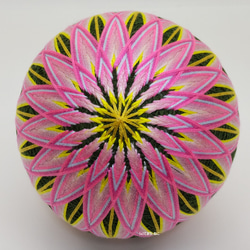 手鞠“菊花”綠桃花淡藍色腰帶 10cm Temari Temari Temari 第2張的照片