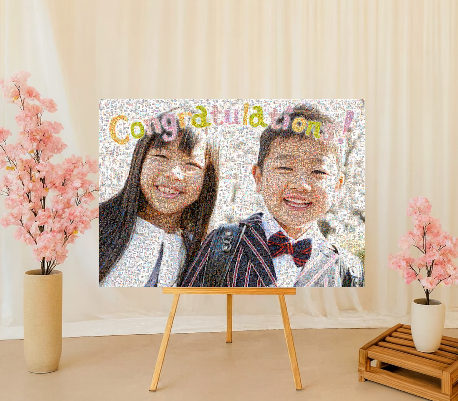 【大切な節目に贈る一品】上質モザイクアート｜入園・入学祝いギフト｜A3｜送料無料