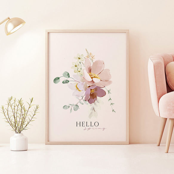 春の花束のポスター / i1676 /  ベージュや淡いピンクの花束　インテリアポスター 5枚目の画像