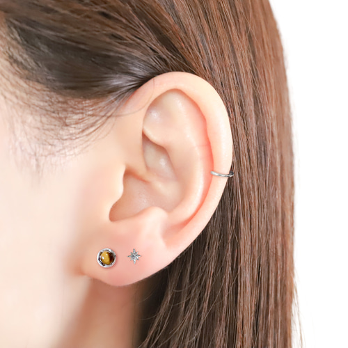 天然石 一粒 ピアス 8mm 高品質 AAA 北投石 マットゴールド 天然石 一