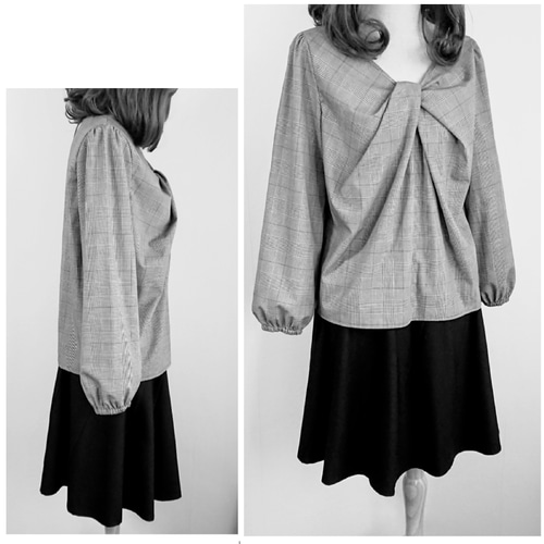 カット済み型紙 ＊ジニア＊ ねじりタックフロントのブラウス 洋服型紙
