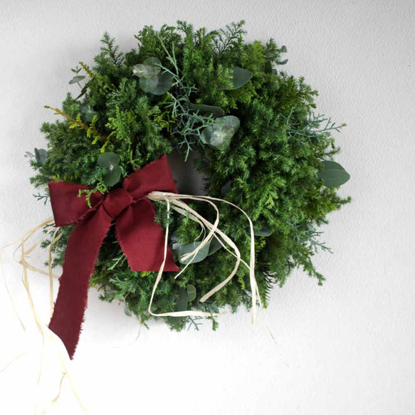 今年も変わらないヨ♪ドライになるクリスマスリース／葉っぱみっしり・針葉樹が香るフレッシュグリーンリース／選べる３サイズ 14枚目の画像