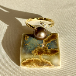 再次上架【秋色】大溪地黑珍珠戒指兩面巧克力 x 金色【有保修】 第4張的照片