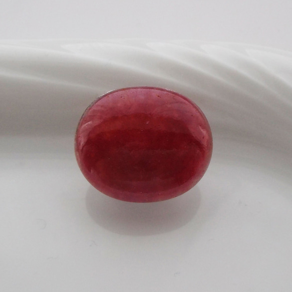 りんご色　ガラス　帯留め　小ぶり　小さめ　シンプル　リンゴ　ヘアゴム　ブローチ　 1枚目の画像