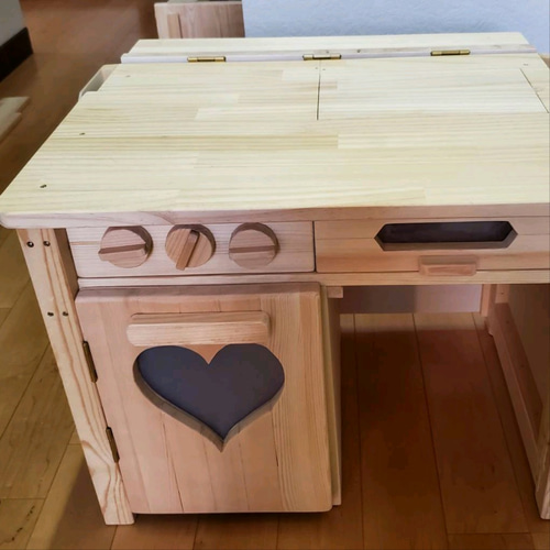受注製作】木製ままごとキッチンセット(使わないときは机に変身