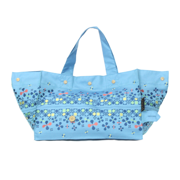 【防水、撥水トートバッグ】Lunch Tote  フライングフラワー：サックス 5枚目の画像