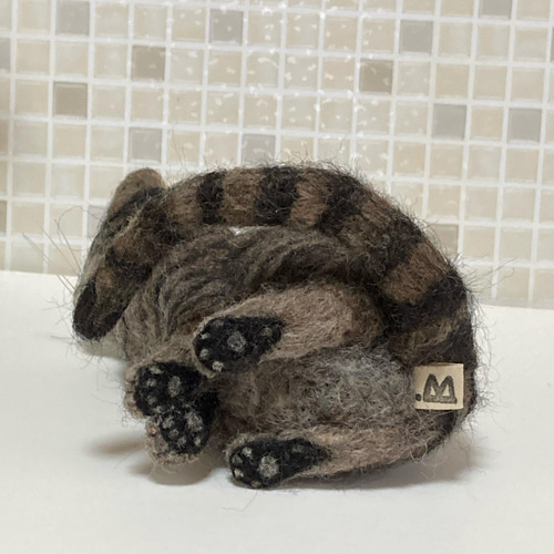 受注商品 Mサイズ キジトラ 猫 羊毛フェルト 羊毛フェルト 展示
