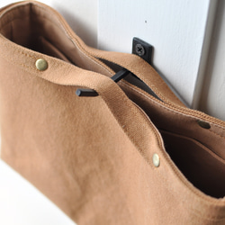 コットンキャンバスのバッグインバッグ  帆布 ベージュ グレージュ ミルクティ キャメル ブラウン 3枚目の画像