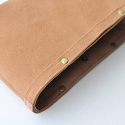 コットンキャンバスのバッグインバッグ  帆布 ベージュ グレージュ ミルクティ キャメル ブラウン 5枚目の画像