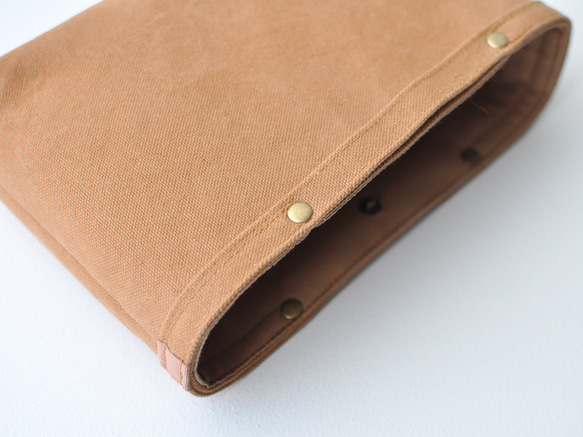 コットンキャンバスのバッグインバッグ  帆布 ベージュ グレージュ ミルクティ キャメル ブラウン 5枚目の画像