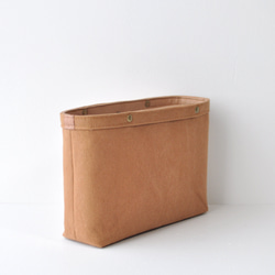 コットンキャンバスのバッグインバッグ  帆布 ベージュ グレージュ ミルクティ キャメル ブラウン 4枚目の画像