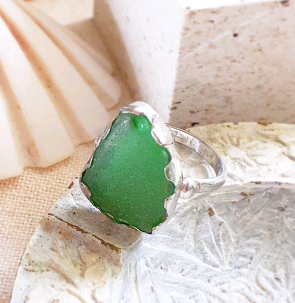 【13～14号】seaglass ring /silver925 2枚目の画像