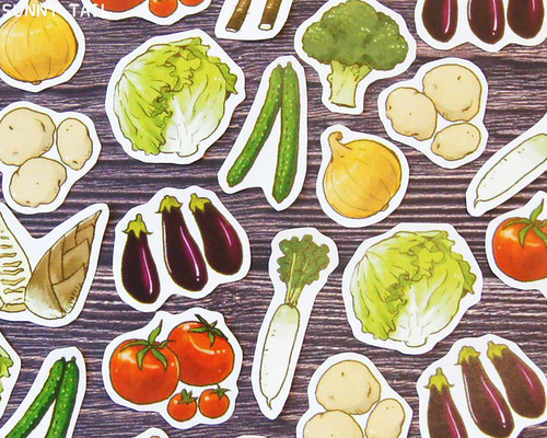 Lサイズ追加】お野菜フレークシール② シール・ステッカー sunny tail