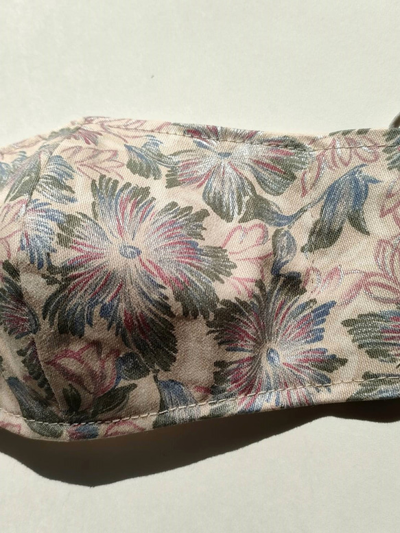 【おとな】シルバーラメ花柄 コットンマスク　フィルターポケット付き　選べるサイズ(M/ML/L/LL) 6枚目の画像